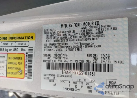 2016 Ford Fusion Se from USA, damaged, VIN 1FA6P0H7XG5101461
